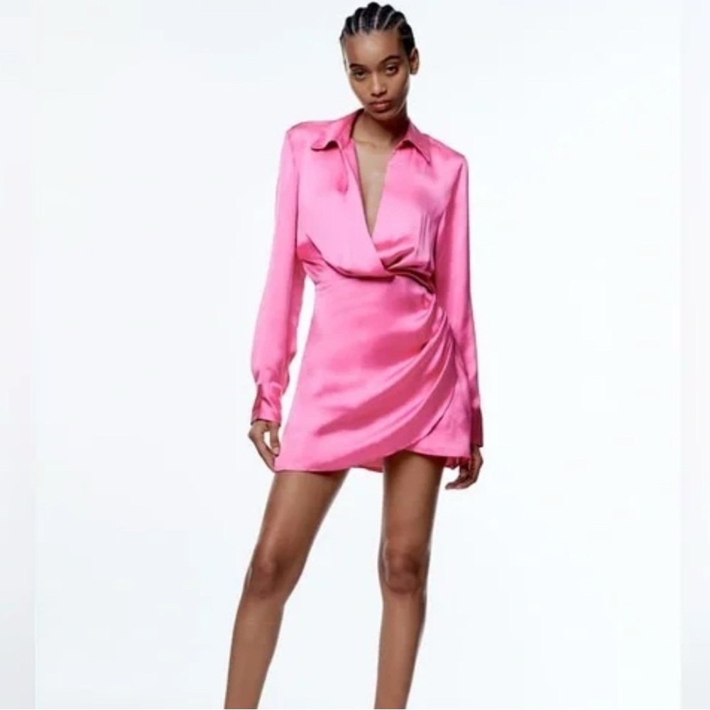 Zara - Satin Pink Mini Dress - Large